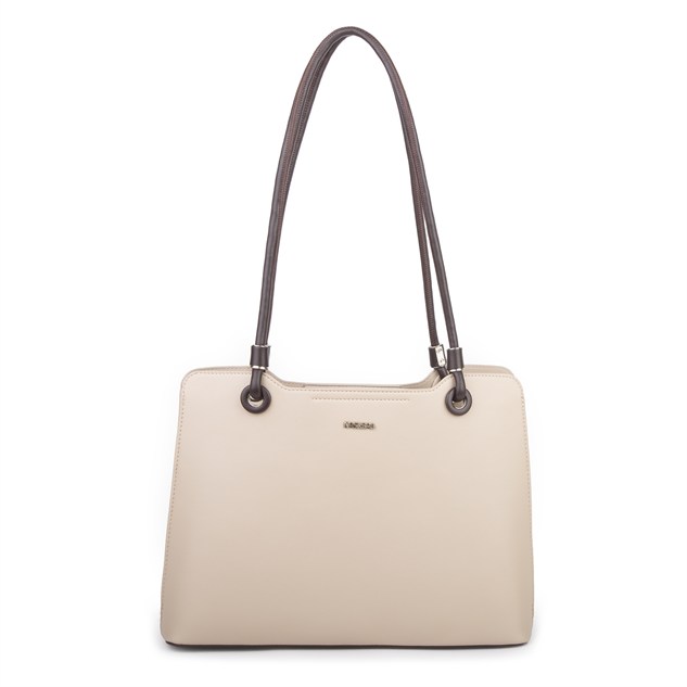 Nas Bag Kadın Sade Şık Zamansız Omuz Çantası ( 32x22 cm ) Kum Kahve