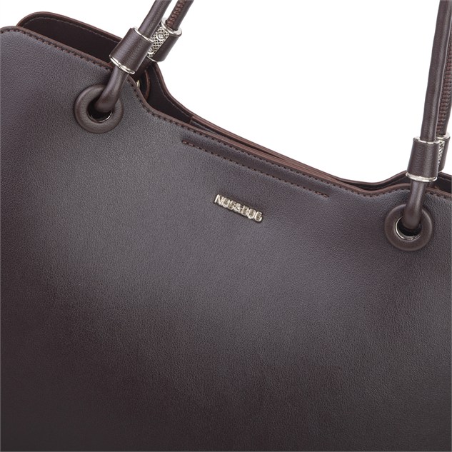 Nas Bag Kadın Sade Şık Zamansız Omuz Çantası ( 32x22 cm ) Kahverengi 