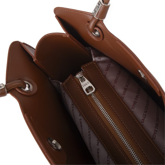 Nas Bag Kadın Sade Şık Zamansız Omuz Çantası ( 32x22 cm ) Taba