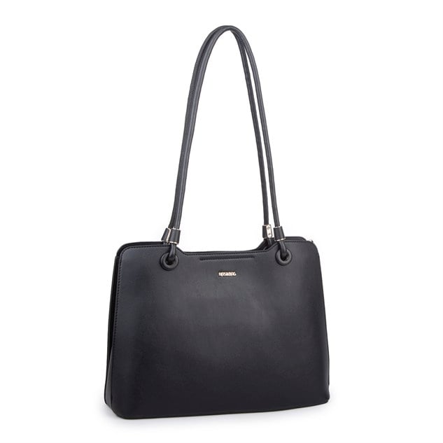 Nas Bag Kadın Sade Şık Zamansız Omuz Çantası ( 32x22 cm ) Siyah