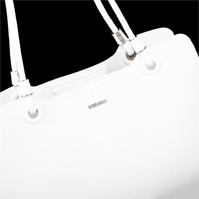 Nas Bag Kadın Sade Şık Zamansız Omuz Çantası ( 32x22 cm ) Beyaz