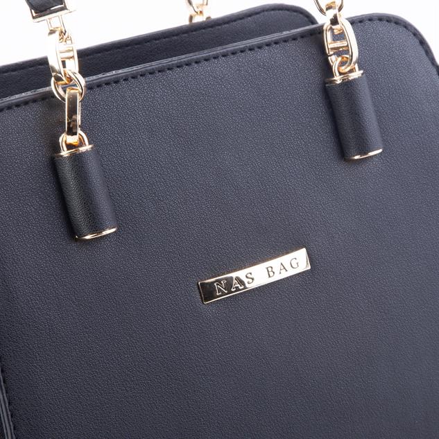 Nas Bag Kadın Sade ve Şık El ve Omuz Çantası Siyah Dona   (Ölçüsü:24x21x16)