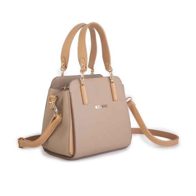 Nas Bag Kadın Sade ve Şık El ve Omuz Çantası Kum Camel  Mngo  (Ölçüsü:24x21x16)