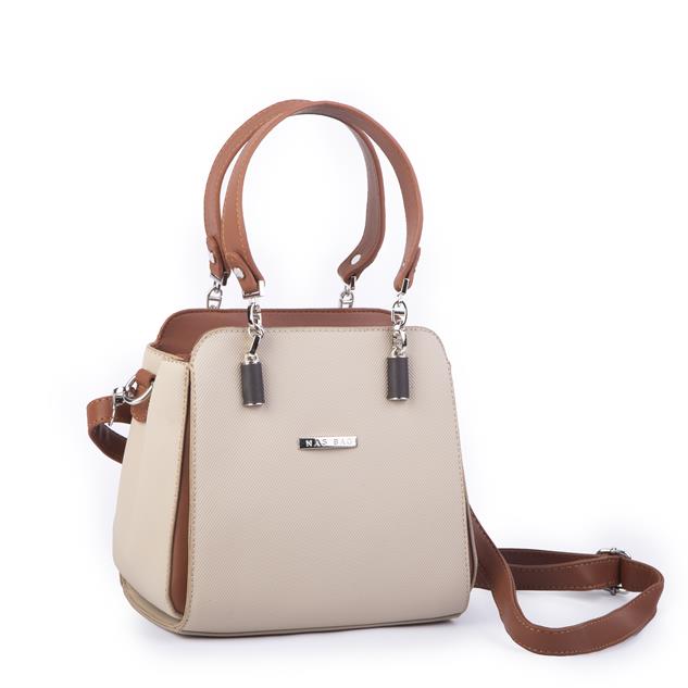 Nas Bag Kadın Sade ve Şık El ve Omuz Çantası Kum Kahve Taba   Lacst  (Ölçüsü:24x21x16)