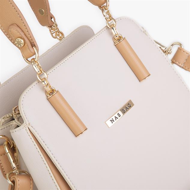 Nas Bag Kadın Sade ve Şık El ve Omuz Çantası Krem Camel Mngo  (Ölçüsü:24x21x16)