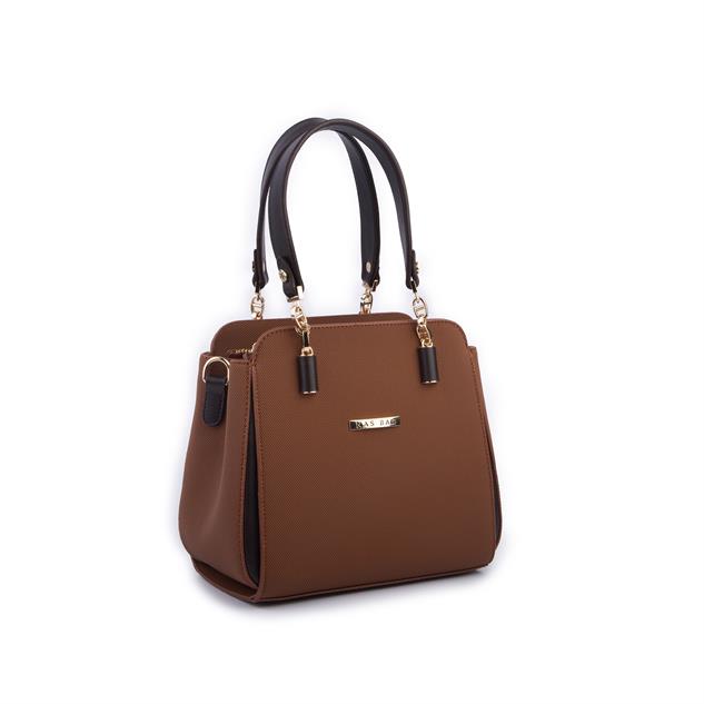 Nas Bag Kadın Sade ve Şık El ve Omuz Çantası Taba Kahve  Lacst  (Ölçüsü:24x21x16)