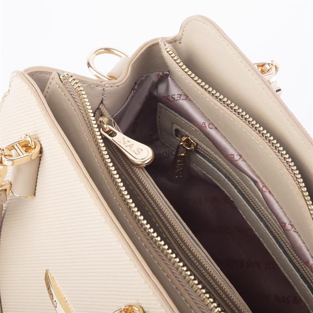 Nas Bag Kadın Sade ve Şık El ve Omuz Çantası Krem  Lacst (Ölçüsü:24x21x16)