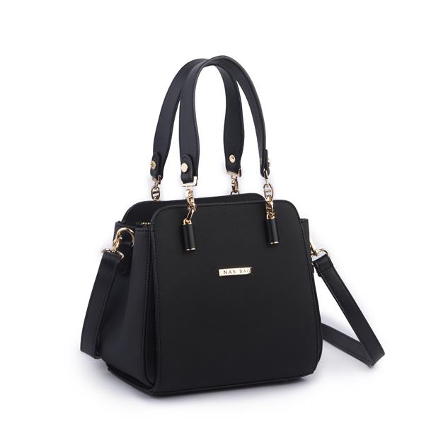Nas Bag Kadın Sade ve Şık El ve Omuz Çantası Siyah  Lacst  (Ölçüsü:24x21x16)