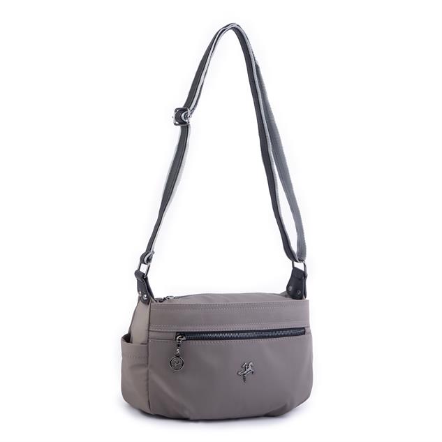 Nas Bag Kadın Salaş Çok Gözlü Çapraz Çanta Gri Siyah Buzzy ( en :30cm x boy: 20 cm )