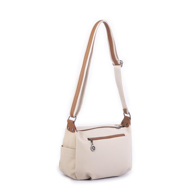 Nas Bag Kadın Salaş Çok Gözlü Çapraz Çanta Kum Taba Buzzy   ( en :30cm x boy: 20 cm )