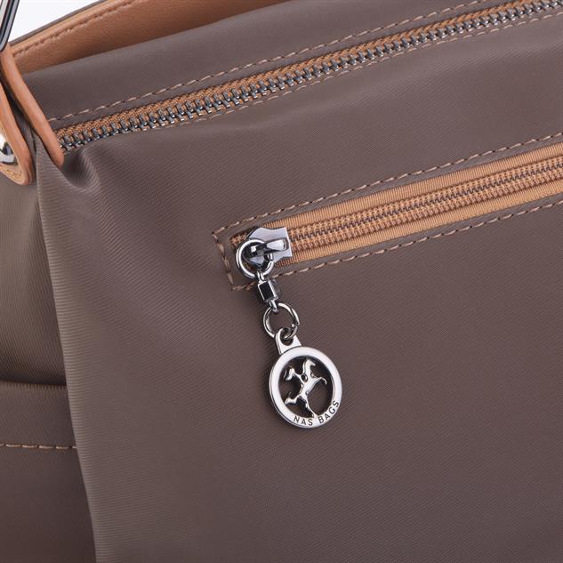 Nas Bag Kadın Salaş Çok Gözlü Çapraz Çanta Kahve Taba  Buzzy ( en :30cm x boy: 20 cm )