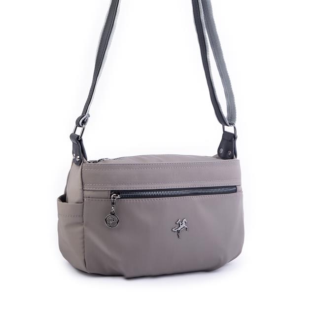 Nas Bag Kadın Salaş Çok Gözlü Çapraz Çanta Gri Siyah Buzzy ( en :30cm x boy: 20 cm )
