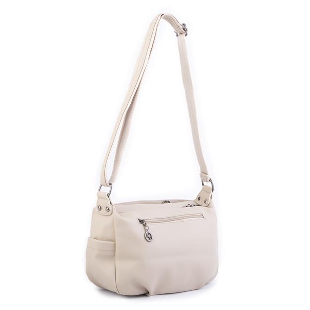 Nas Bag Kadın Salaş Çok Gözlü Çapraz Çanta Kum Dona  ( en :30cm x boy: 20 cm )