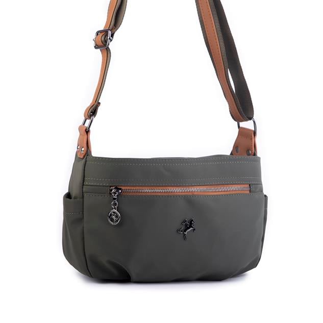 Nas Bag Kadın Salaş Çok Gözlü Çapraz Çanta Yeşil Taba  Buzzy   ( en :30cm x boy: 20 cm )