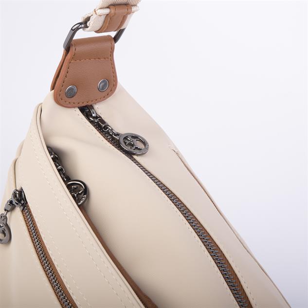 Nas Bag Kadın Salaş Çok Gözlü Çapraz Çanta Kum Taba Buzzy   ( en :30cm x boy: 20 cm )