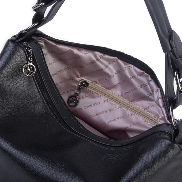 Nas Bag Kadın Salaş Yumuşak Dokulu  Omuz ve Çapraz Çanta Siyah  Victoria