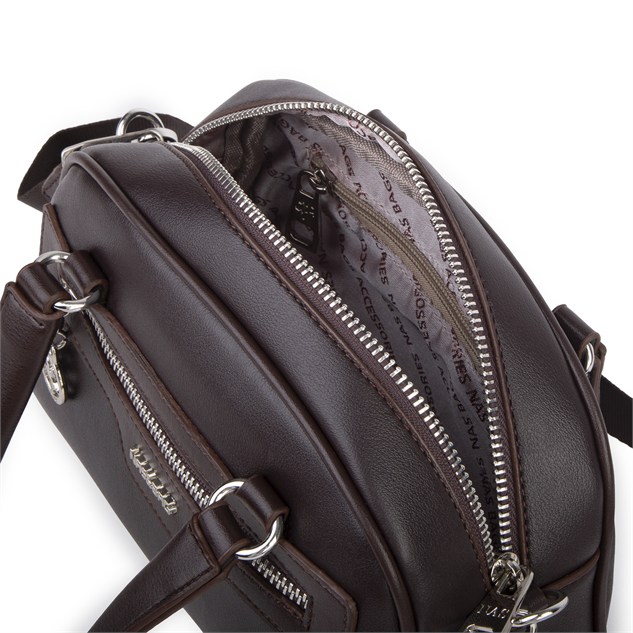 Nas Bag Kadın Şık El ve Postacı Çanta (en 22 cm , boy 16 cm ) Kahverengi