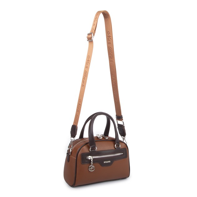 Nas Bag Kadın Şık El ve Postacı Çanta (en 22 cm , boy 16 cm ) Taba Kahve