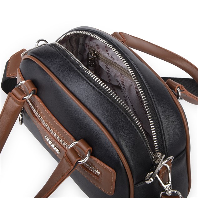 Nas Bag Kadın Şık El ve Postacı Çanta (en 22 cm , boy 16 cm ) Siyah Taba