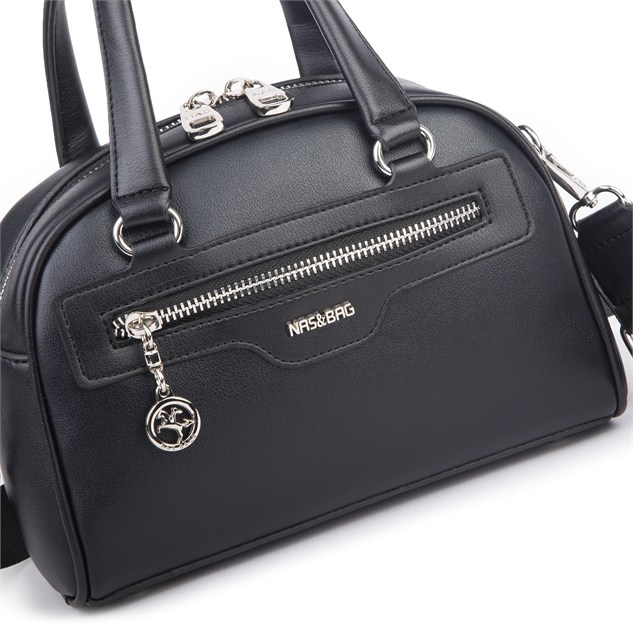 Nas Bag Kadın Şık El ve Postacı Çanta (en 22 cm , boy 16 cm ) Siyah