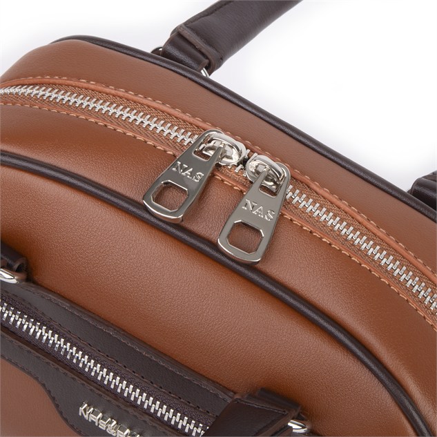 Nas Bag Kadın Şık El ve Postacı Çanta (en 22 cm , boy 16 cm ) Taba Kahve