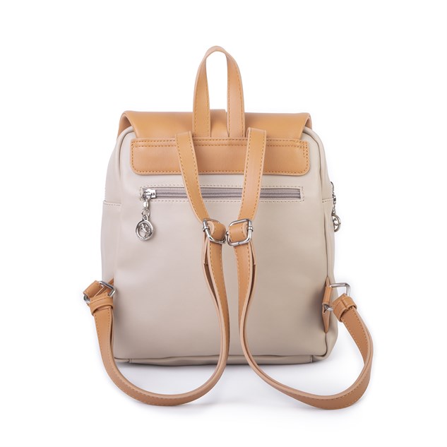 Nas Bag Kadın Şık Günlük Cepli Yumuşak Deri Sırt Çantası Kum Camel Kahve 
