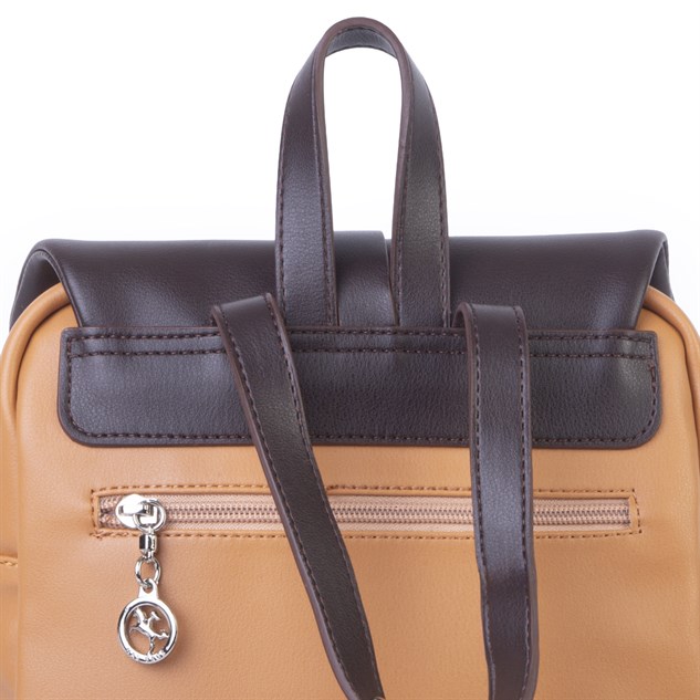 Nas Bag Kadın Şık Günlük Cepli Yumuşak Deri Sırt Çantası Camel Kahve 