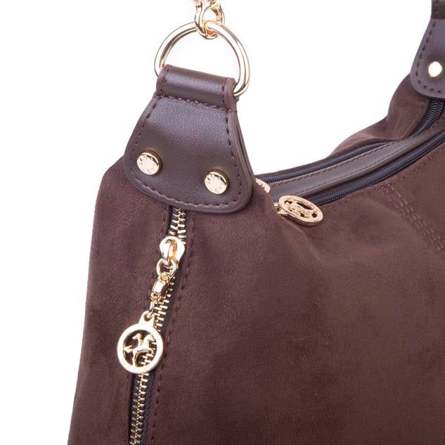 Nas Bag Kadın Şık Omuz ve Çapraz Çanta Kahve Süet