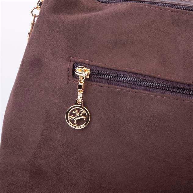 Nas Bag Kadın Şık Omuz ve Çapraz Çanta Kahve Süet