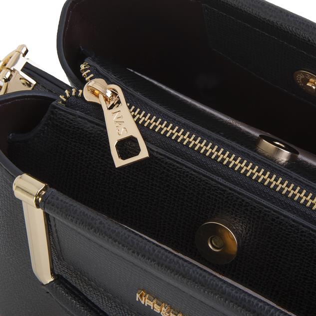 Nas Bag Kadın Şık Zincirli El ve Omuz Çantası Midiboy Siyah Liza 27x 19 cm 