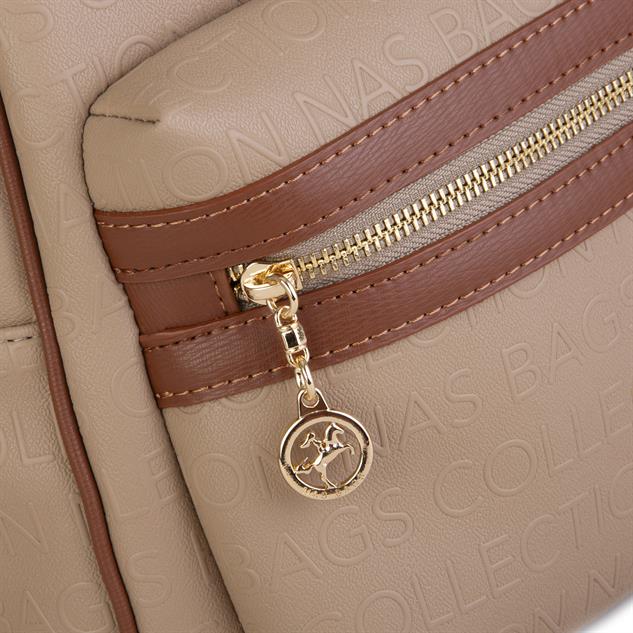 Nas Bag Kadın Sırt Çantası Geniş Hacimli Kum Taba Gofraj