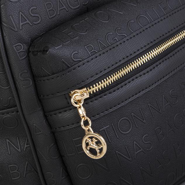 Nas Bag Kadın Sırt Çantası Geniş Hacimli Siyah Gofraj