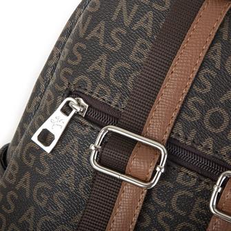 Nas Bag  Büyük Boy Geniş İç Hacim  Kadın Sırt Çantası Kahve Taba Yazılı