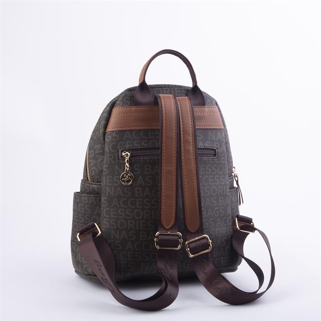Nas Bag Kadın Sırt Çantası Kahve Taba Yazılı (en:28 ; boy:30cm)