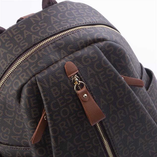 Nas Bag Kadın Sırt Çantası Kahve Taba Yazılı (en:28 ; boy:30cm)
