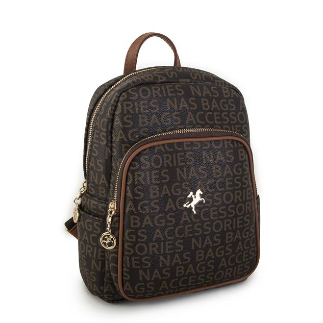 Nas Bag Kadın Sırt Çantası Kahve Taba Yazılı