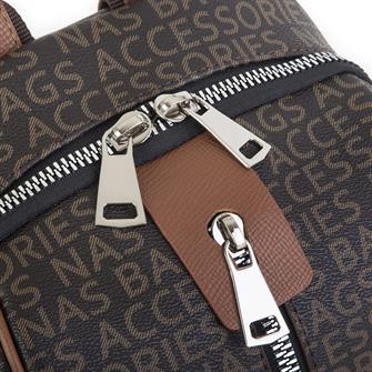 Nas Bag  Büyük Boy Geniş İç Hacim  Kadın Sırt Çantası Kahve Taba Yazılı