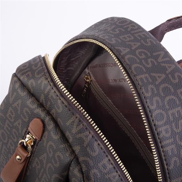 Nas Bag Kadın Sırt Çantası Kahve Taba Yazılı (en:28 ; boy:30cm)