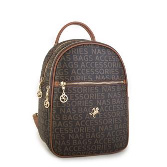Nas Bag Kadın Sırt Çantası Kahve Taba Yazılı