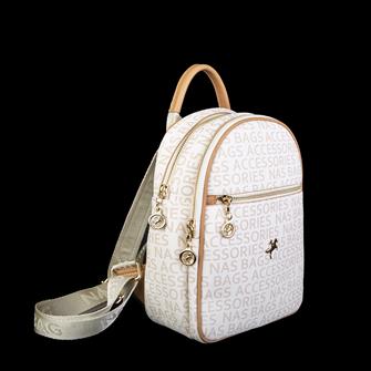 Nas Bag Kadın Sırt Çantası Krem Camel Yazılı 