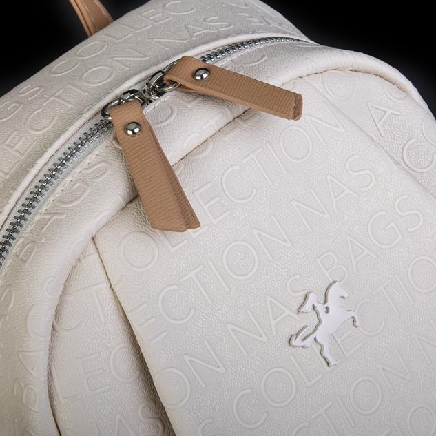Nas Bag Kadın Sırt Çantası Krem  Camel  Gofraj