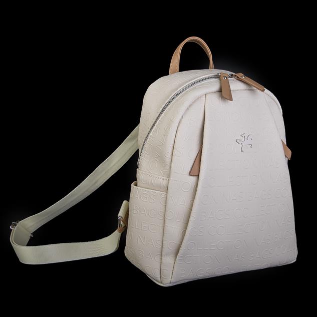 Nas Bag Kadın Sırt Çantası Krem  Camel  Gofraj
