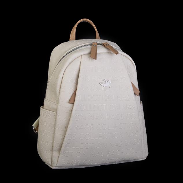 Nas Bag Kadın Sırt Çantası Krem  Camel  Gofraj