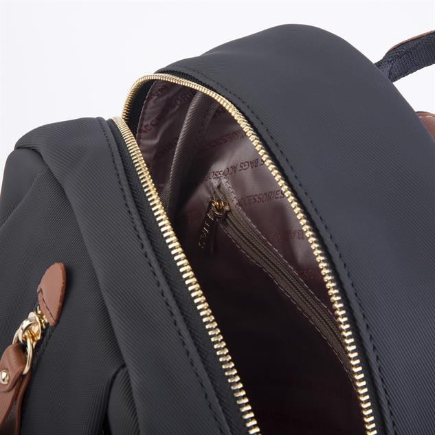 Nas Bag Kadın Sırt Çantası Siyah Taba Karaca  (en:28 ; boy:30cm)