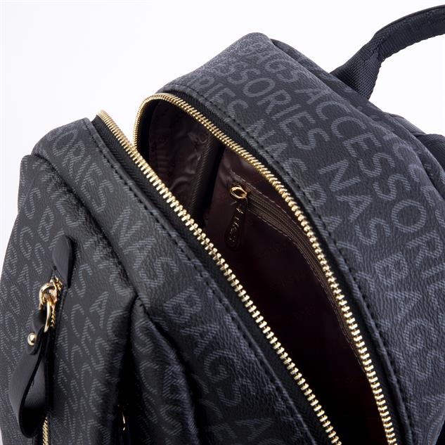 Nas Bag Kadın Sırt Çantası Siyah Yazılı  (en:28 ; boy:30cm)
