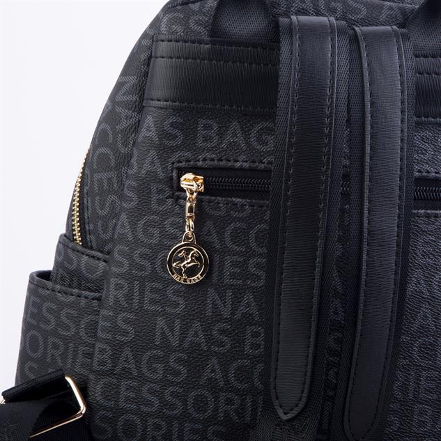 Nas Bag Kadın Sırt Çantası Siyah Yazılı  (en:28 ; boy:30cm)
