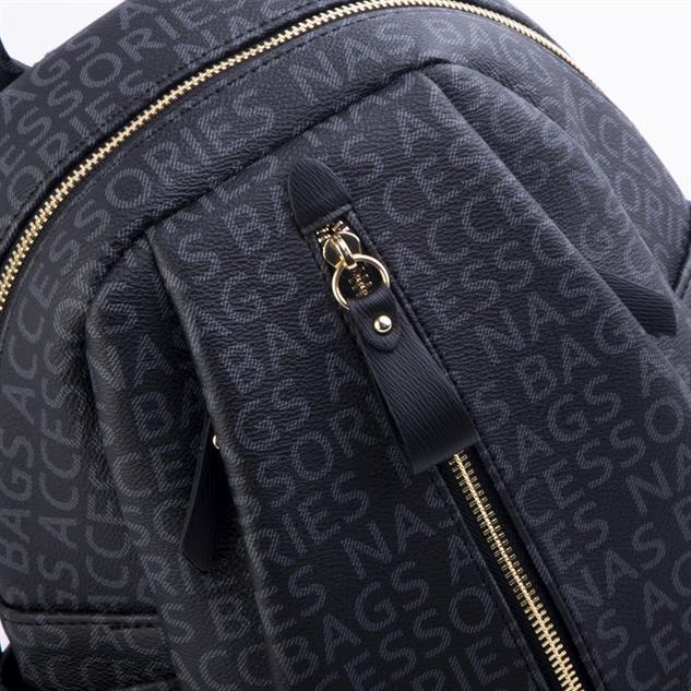 Nas Bag Kadın Sırt Çantası Siyah Yazılı  (en:28 ; boy:30cm)