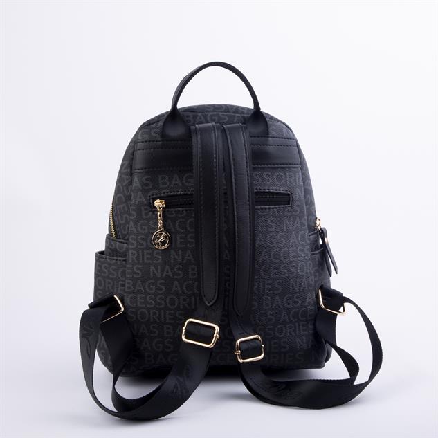 Nas Bag Kadın Sırt Çantası Siyah Yazılı  (en:28 ; boy:30cm)