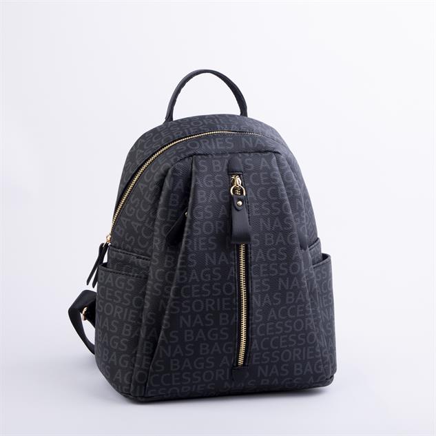 Nas Bag Kadın Sırt Çantası Siyah Yazılı  (en:28 ; boy:30cm)