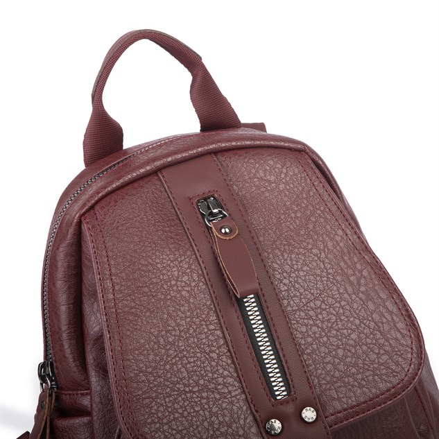 Nas Bag Kadın Sırt Çantası ve Omuz Çantası Dönüştürülebilir Tasarımlı Ürün Bordo Victoria